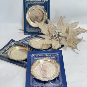 Vintage Silver plated drink coasters set of 4 ornate